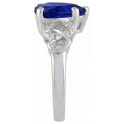 natural round sapphire 3.50ct ring top view