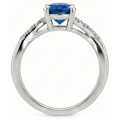 Natural Real ( Not Lab Grown )  White Gold Oval Ceylon Sapphire Ring