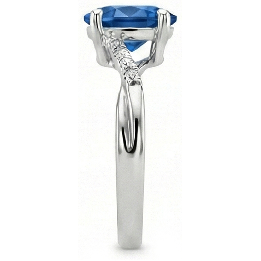 Natural Real ( Not Lab Grown )  White Gold Oval Ceylon Sapphire Ring