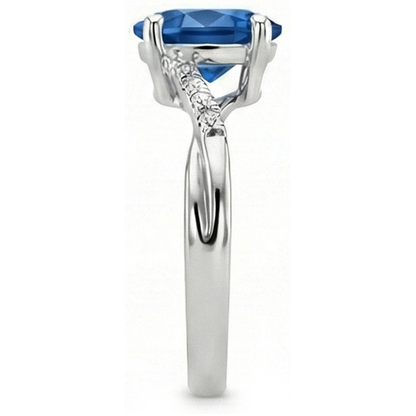 Natural Real ( Not Lab Grown )  White Gold Oval Ceylon Sapphire Ring
