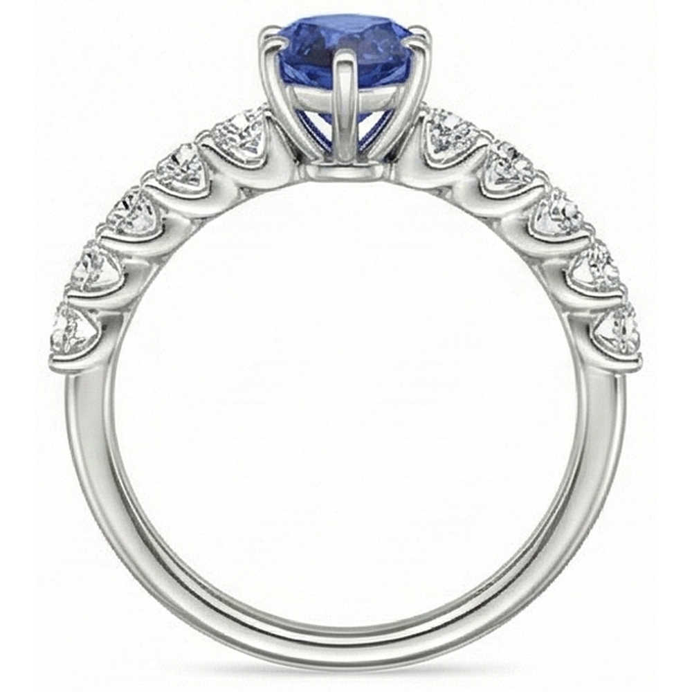 Natural Real ( Not Lab Grown )  White Gold Pear Blue Sapphire With Accents Ring 3.50 Women's Jewelry
