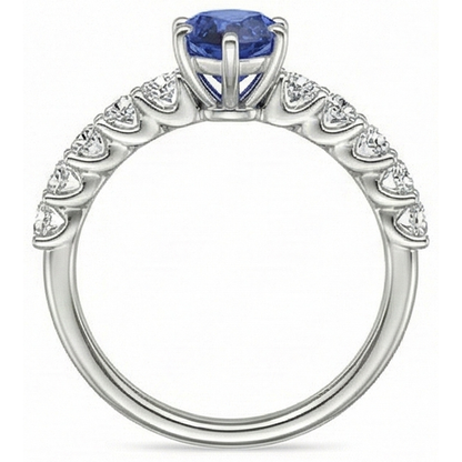 Natural Real ( Not Lab Grown )  White Gold Pear Blue Sapphire With Accents Ring 3.50 Women's Jewelry