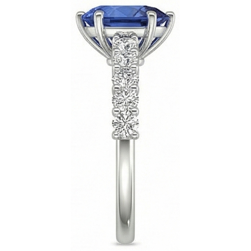Natural Real ( Not Lab Grown )  White Gold Pear Blue Sapphire With Accents Ring 3.50 Women's Jewelry