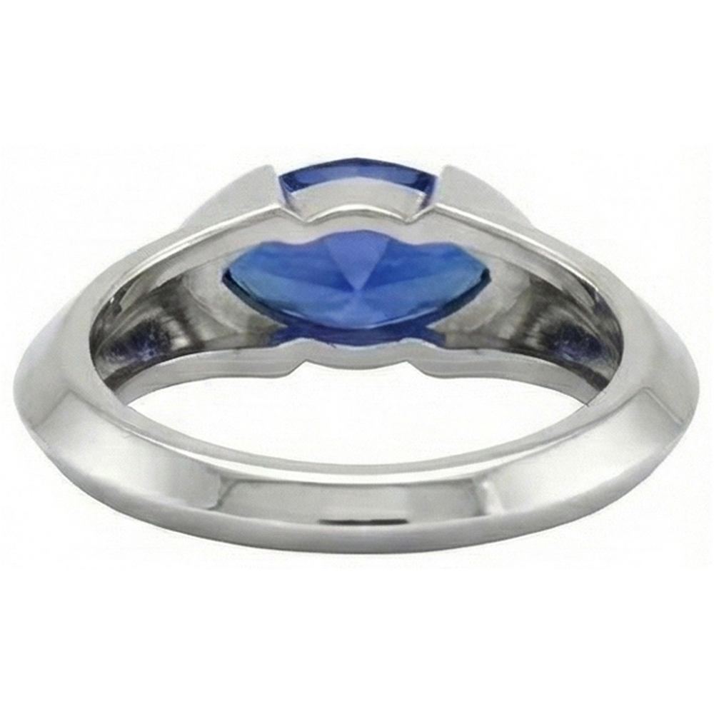Natural Real ( Not Lab Grown )  White Gold Solitaire Ring Bar Set Marquise Ceylon Sapphire 1 Carats