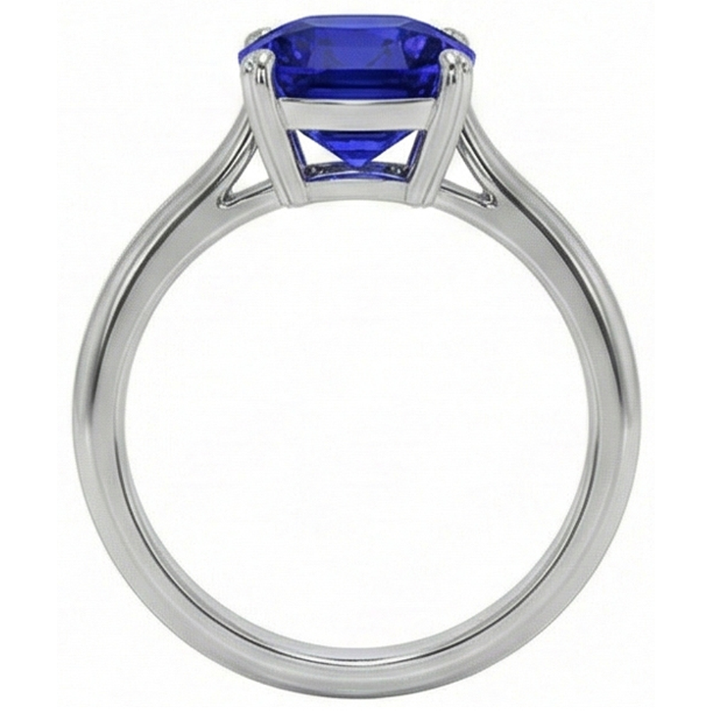 Natural Real ( Not Lab Grown )  White Gold Solitaire Ring Cushion Kashmir Sapphire  2.25 Carats