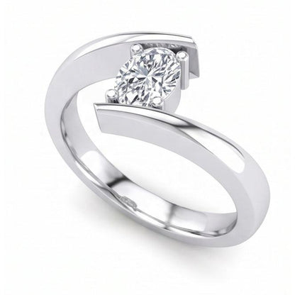 White Gold Sparkling Oval Cut Solitaire Natural Earth Mined Diamond Wedding Ring