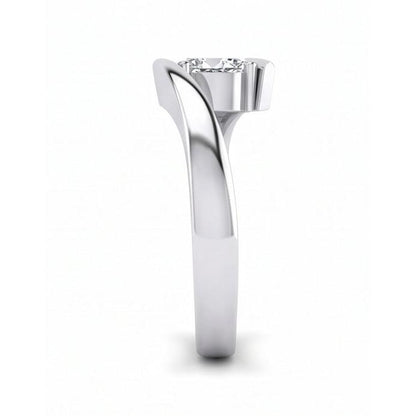 White Gold Sparkling Oval Cut Solitaire Natural Earth Mined Diamond Wedding Ring