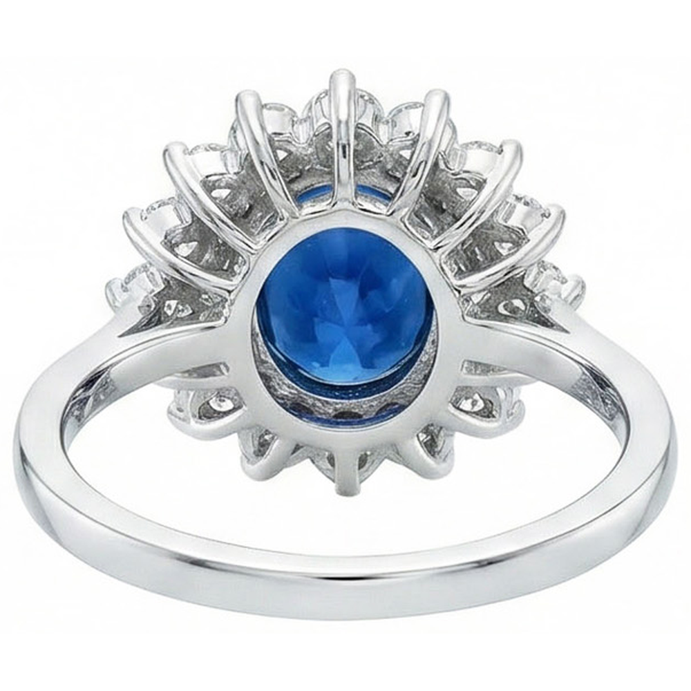 White Gold Sri Lankan Sapphire Natural Earth Mined Diamond Wedding Ring 1.70 Ct Jewelry