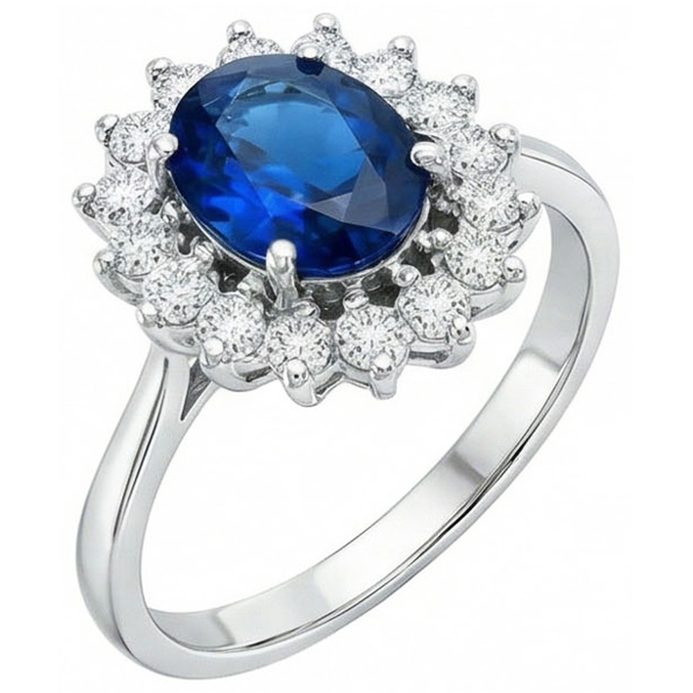 White Gold Sri Lankan Sapphire Natural Earth Mined Diamond Wedding Ring 1.70 Ct Jewelry