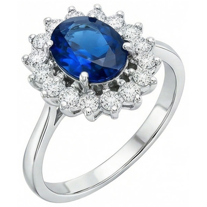 White Gold Sri Lankan Sapphire Natural Earth Mined Diamond Wedding Ring 1.70 Ct Jewelry