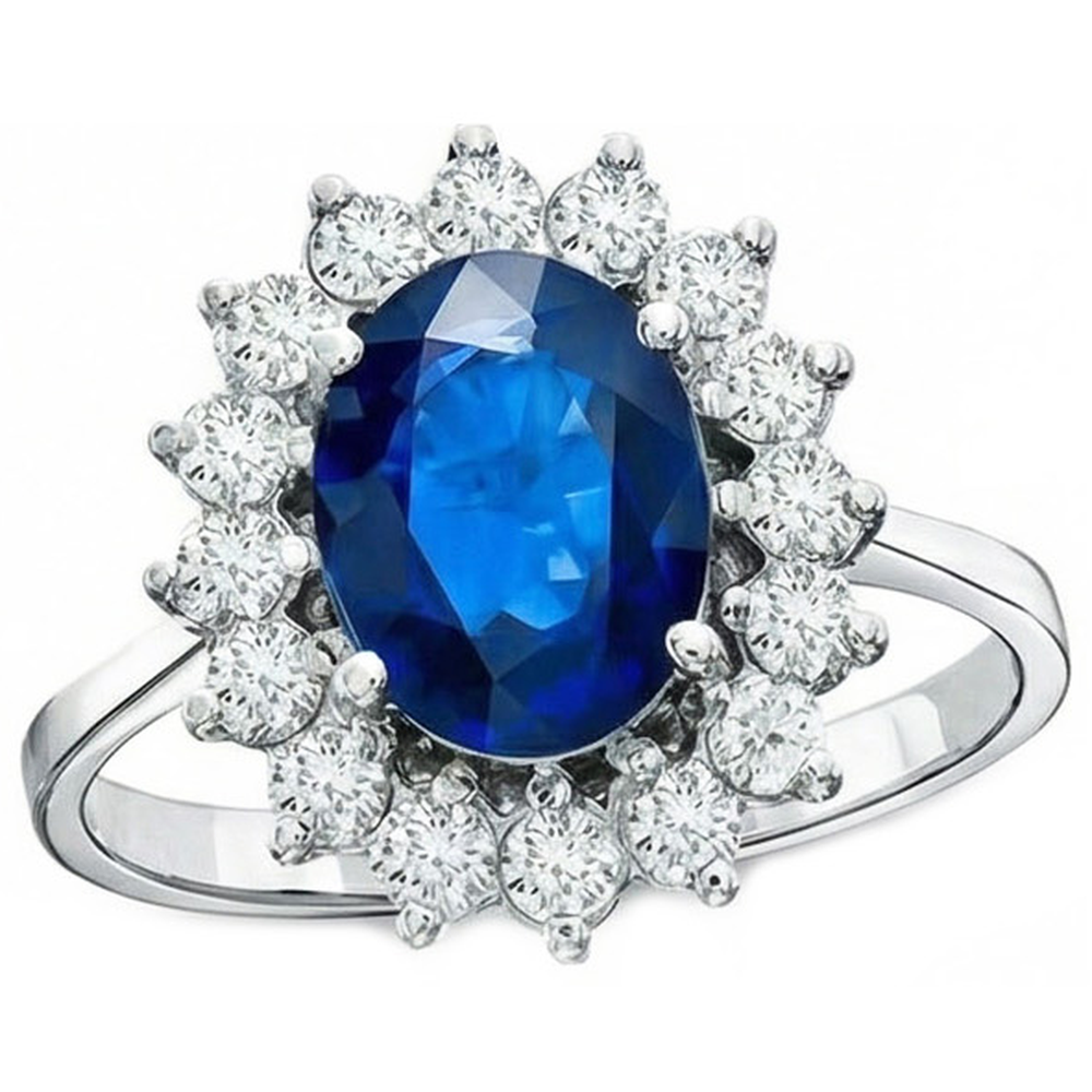White Gold Sri Lankan Sapphire Natural Earth Mined Diamond Wedding Ring 1.70 Ct Jewelry