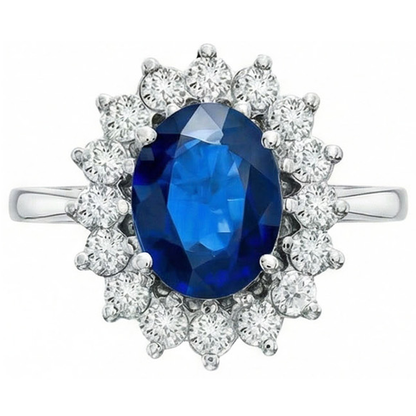 White Gold Sri Lankan Sapphire Natural Earth Mined Diamond Wedding Ring 1.70 Ct Jewelry