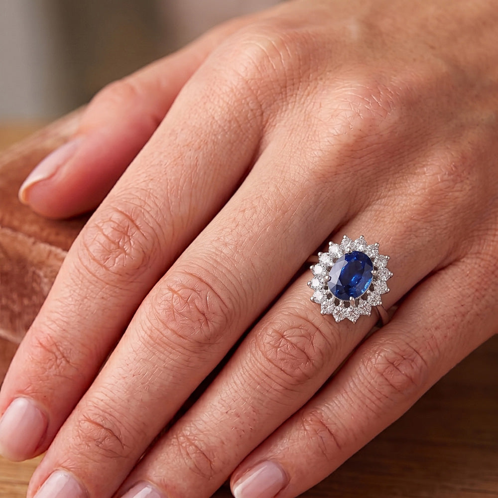 White Gold Sri Lankan Sapphire Natural Earth Mined Diamond Wedding Ring 1.70 Ct Jewelry