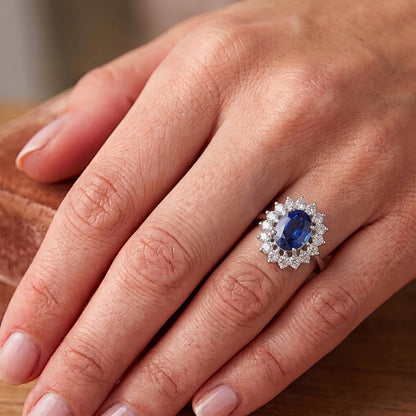 White Gold Sri Lankan Sapphire Natural Earth Mined Diamond Wedding Ring 1.70 Ct Jewelry