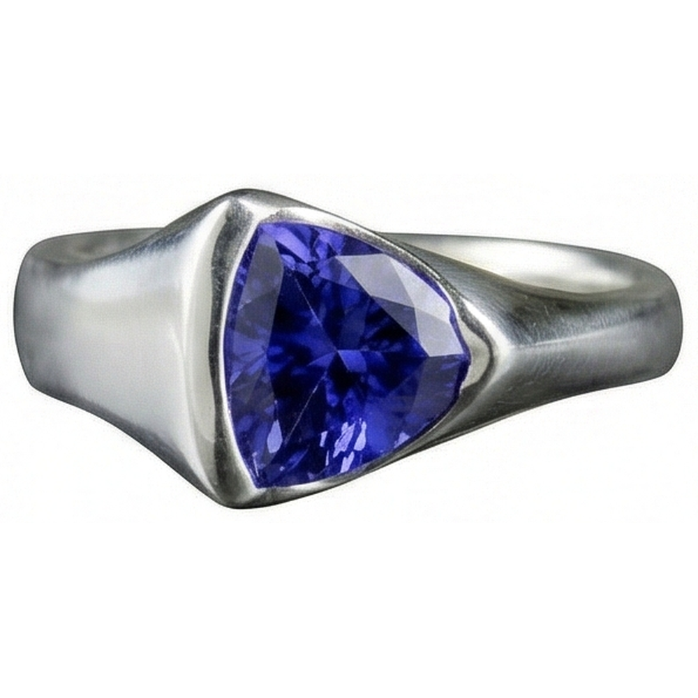 Natural Real ( Not Lab Grown )  White Gold Trillion Tanzanite 1 Carat Solitaire Ring New