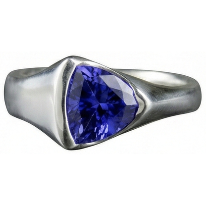 Natural Real ( Not Lab Grown )  White Gold Trillion Tanzanite 1 Carat Solitaire Ring New