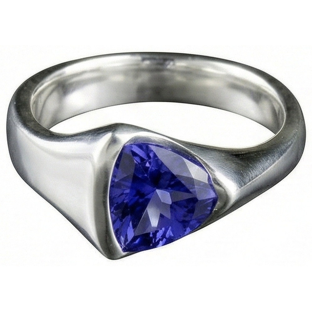 Natural Real ( Not Lab Grown )  White Gold Trillion Tanzanite 1 Carat Solitaire Ring New