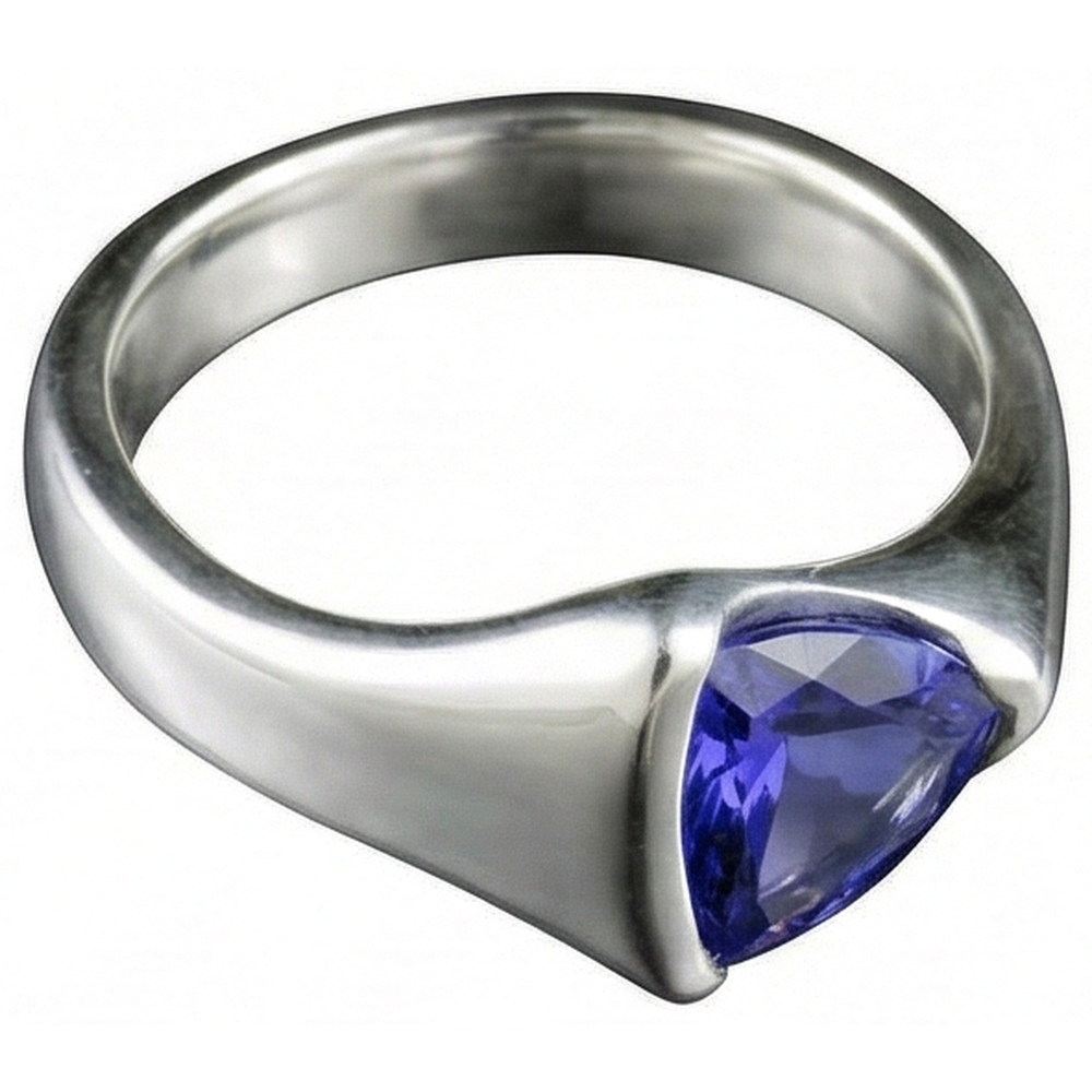 Natural Real ( Not Lab Grown )  White Gold Trillion Tanzanite 1 Carat Solitaire Ring New