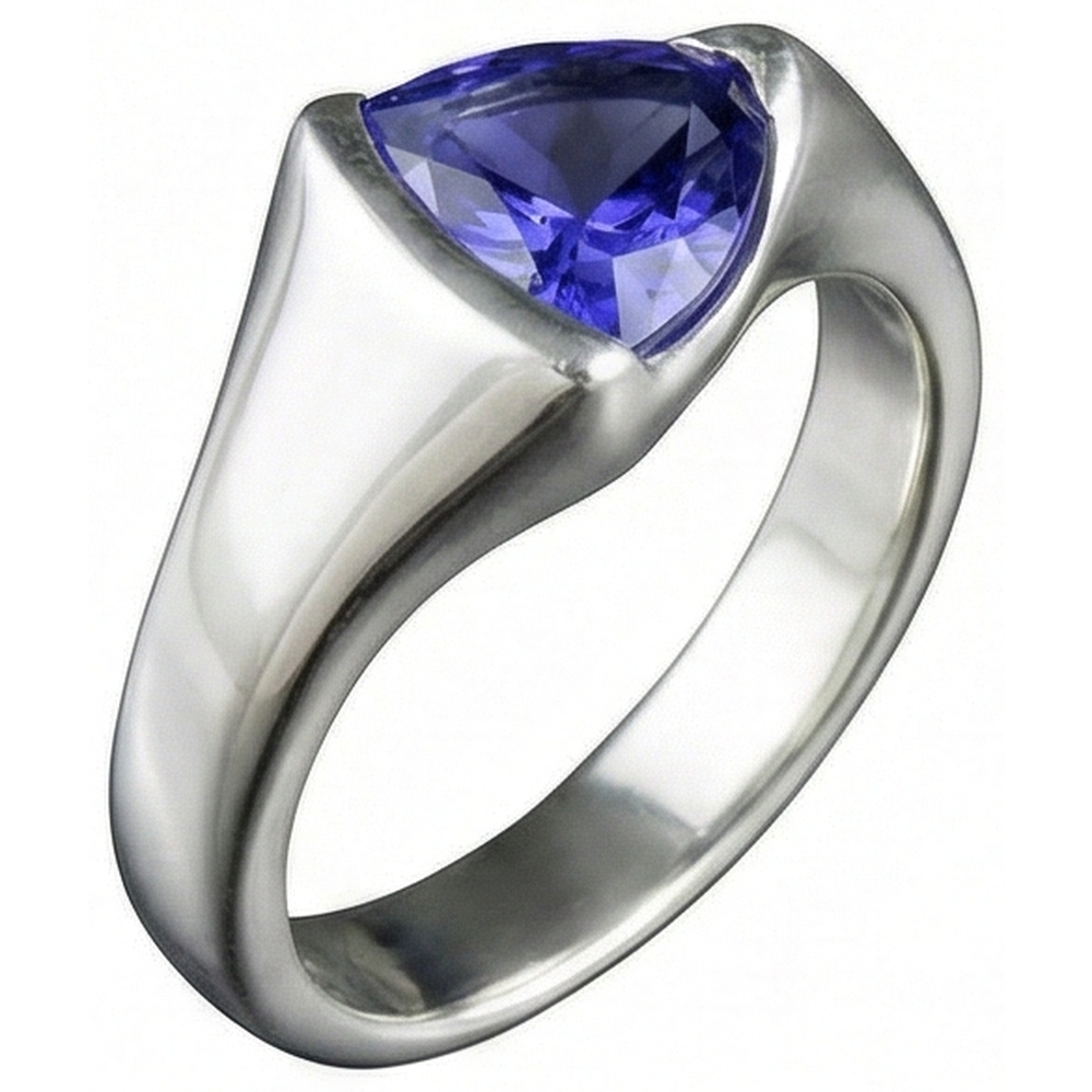 Natural Real ( Not Lab Grown )  White Gold Trillion Tanzanite 1 Carat Solitaire Ring New