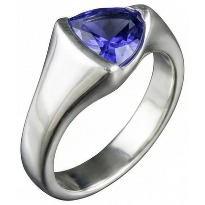 Natural Real ( Not Lab Grown )  White Gold Trillion Tanzanite 1 Carat Solitaire Ring New