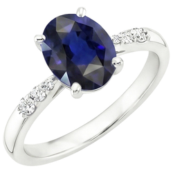 White Gold Womens Ring Oval Blue Sapphire & Round Natural Earth Mined Diamonds 3.50 Carats