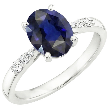 White Gold Womens Ring Oval Blue Sapphire & Round Natural Earth Mined Diamonds 3.50 Carats