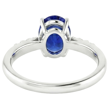 White Gold Womens Ring Oval Blue Sapphire & Round Natural Earth Mined Diamonds 3.50 Carats