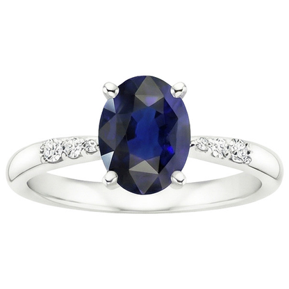 White Gold Womens Ring Oval Blue Sapphire & Round Natural Earth Mined Diamonds 3.50 Carats