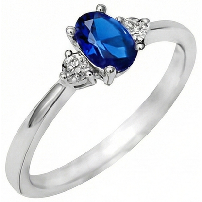White Oval Ceylon Blue Sapphire Natural Earth Mined Diamond 4.50 Carats Ring