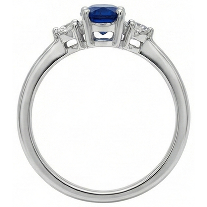 White Oval Ceylon Blue Sapphire Natural Earth Mined Diamond 4.50 Carats Ring