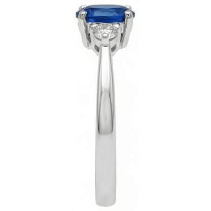 White Oval Ceylon Blue Sapphire Natural Earth Mined Diamond 4.50 Carats Ring