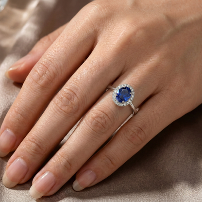 White Gold 14K 2.30 Ct Ceylon Sapphire Natural Earth Mined Diamonds Ring New