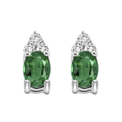 White Gold 14K 5.60 Carats Green Emerald And Diamonds Studs Earrings New