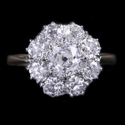 White Gold Cluster Engagement Ring Earth Mined Diamond