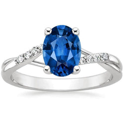 White Gold Oval Ceylon Sapphire Ring