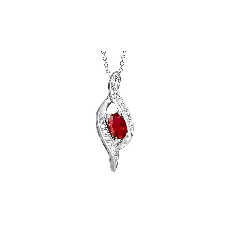 Oval Ruby With Diamond Women Pendant