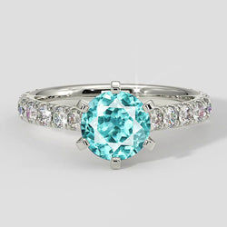 Natural Real ( Not Lab Grown )  White Gold Paraiba Pave Ring