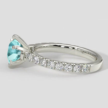 Natural Real ( Not Lab Grown )  White Gold Paraiba Pave Ring