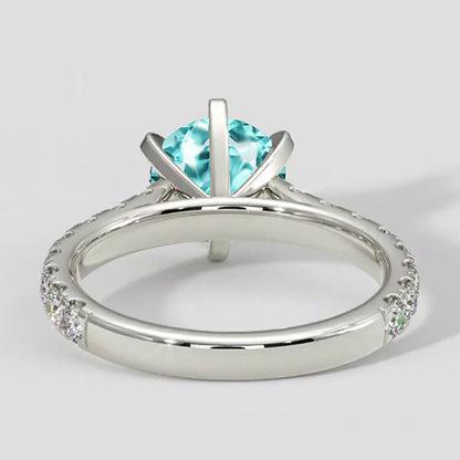 Natural Real ( Not Lab Grown )  White Gold Paraiba Pave Ring