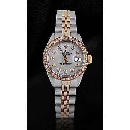 White Mop Diamond Dial Bezel Rolex