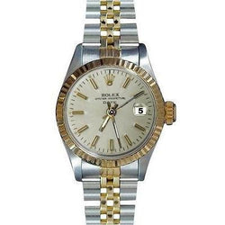 White Stick Dial Fluted Bezel Date Ladies Watch Jubilee Bracelet