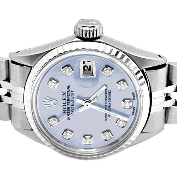 White Diamond Dial Rolex Date Just Watch Jubilee Ss Bracelet