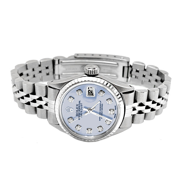 White Diamond Dial Rolex Date Just Watch Jubilee Ss Bracelet