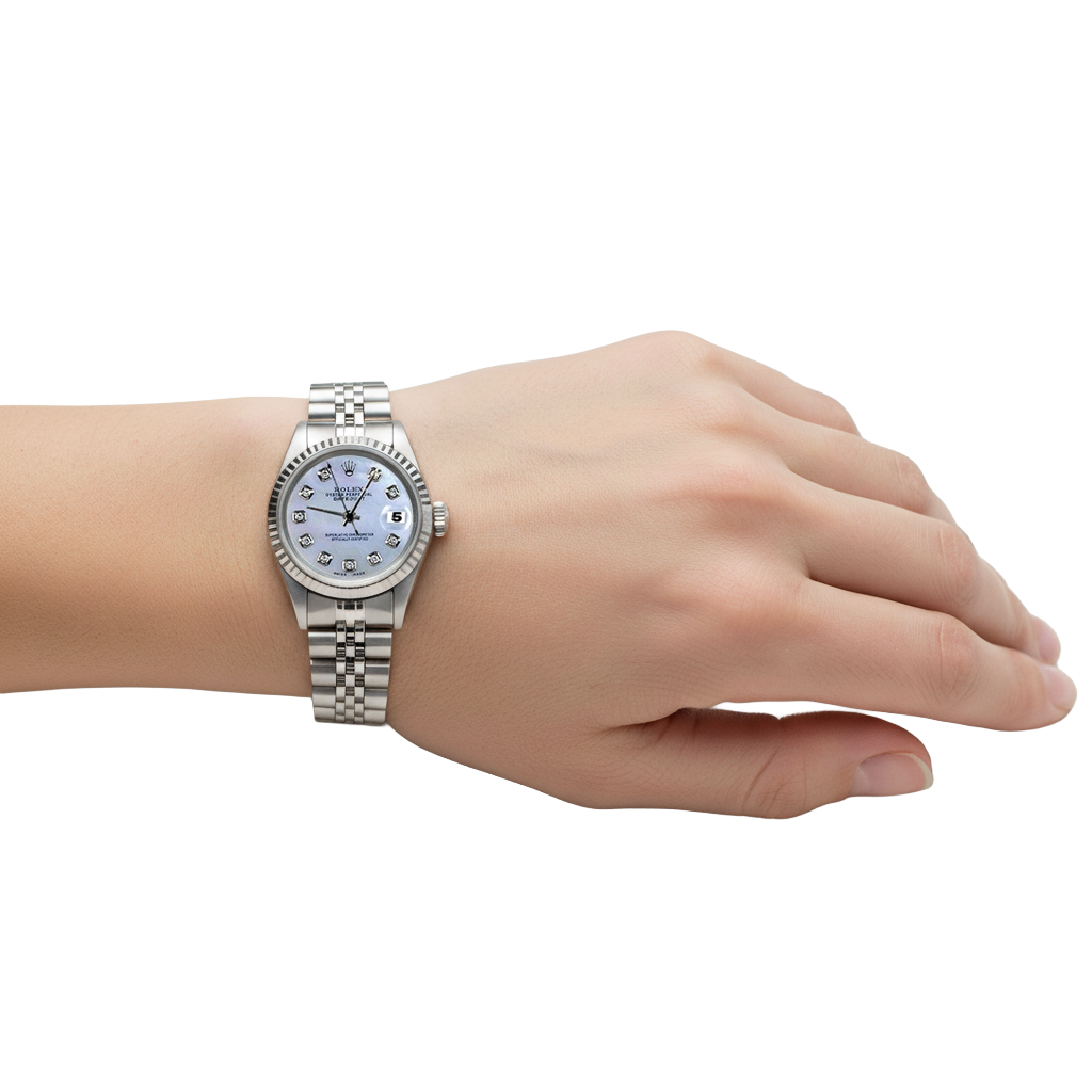 White Diamond Dial Rolex Date Just Watch Jubilee Ss Bracelet P5