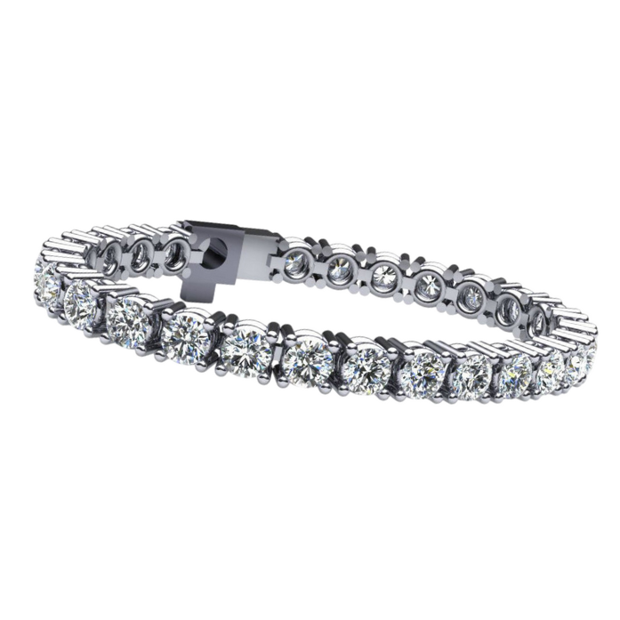 White Gold 10K Round Prong 4 Carats Setting Lab Grown Diamond Tennis Bracelet
