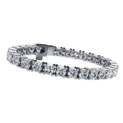 White Gold 10K Round Prong 4 Carats Setting Lab Grown Diamond Tennis Bracelet