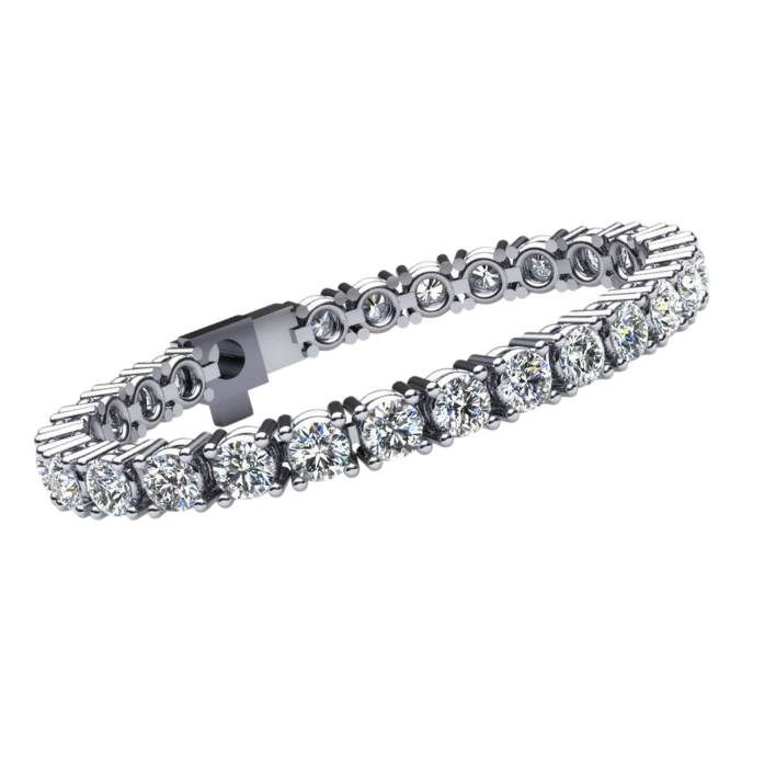White Gold 10K Round Prong 4 Carats Setting Lab Grown Diamond Tennis Bracelet