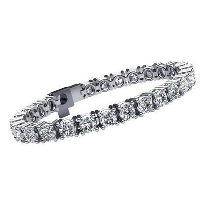 White Gold 10K Round Prong 4 Carats Setting Lab Grown Diamond Tennis Bracelet