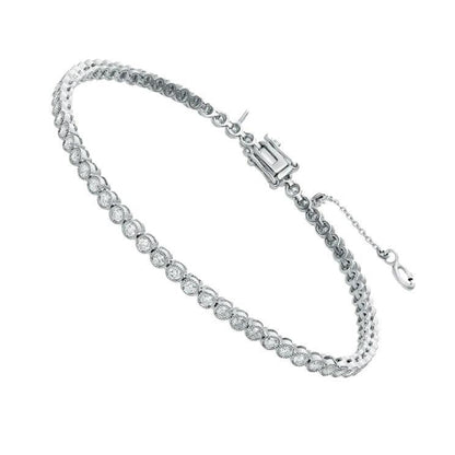 White Gold 14K 3.20 Carats Bezel Set Round Real Natural Earth Mined Diamonds Tennis Bracelet