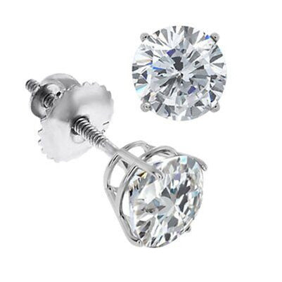 White Gold 14K 4.50 Carats Sparkling Lab Grown Diamonds Women Studs Earrings